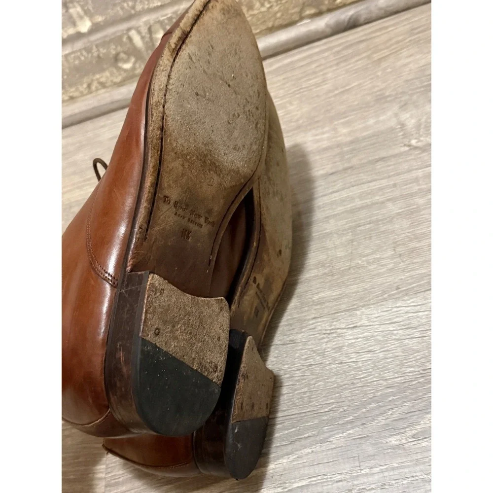 To Boot New York Oxford Mens 11.5 Brown Good Cap Toe Leather Made in Italy